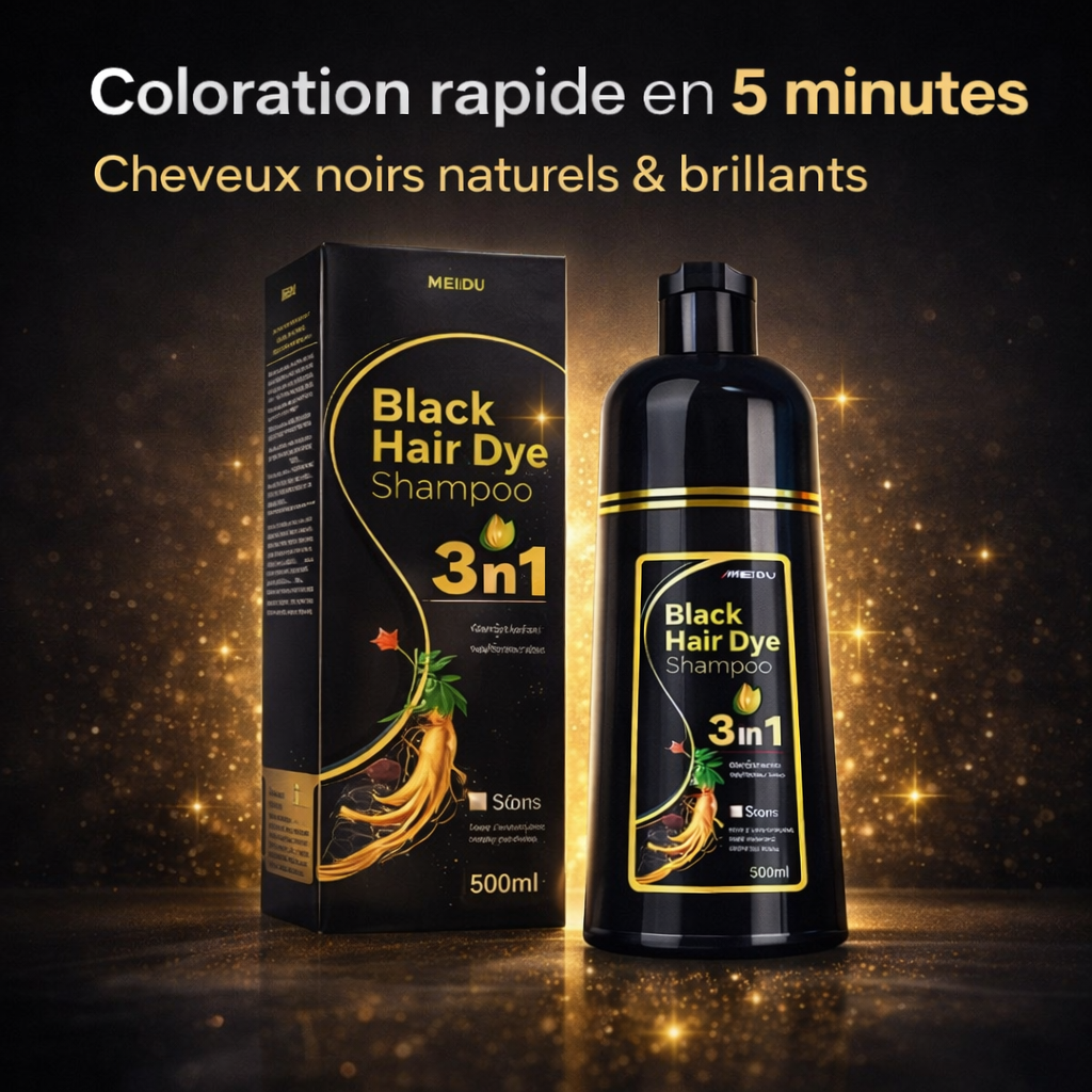 🖤 Shampooing Colorant Noir 3 en 1