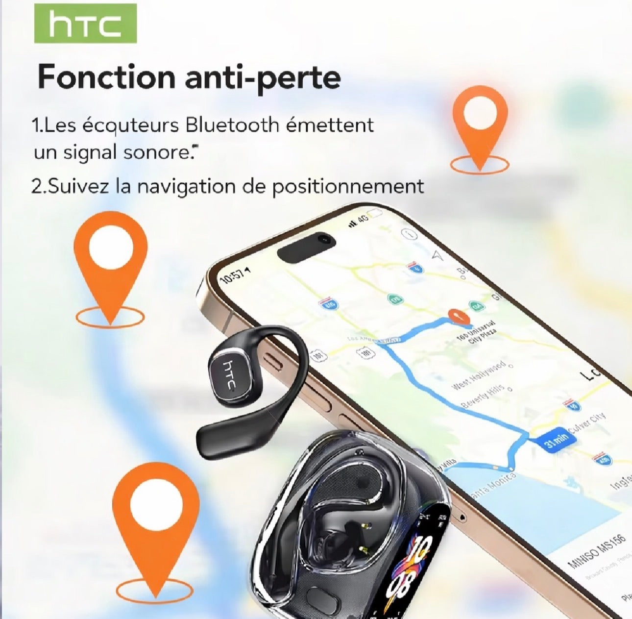 ÉCOUTEURS SANS FIL HTC NE11 AI Traduction Instantanée en 165 Langues