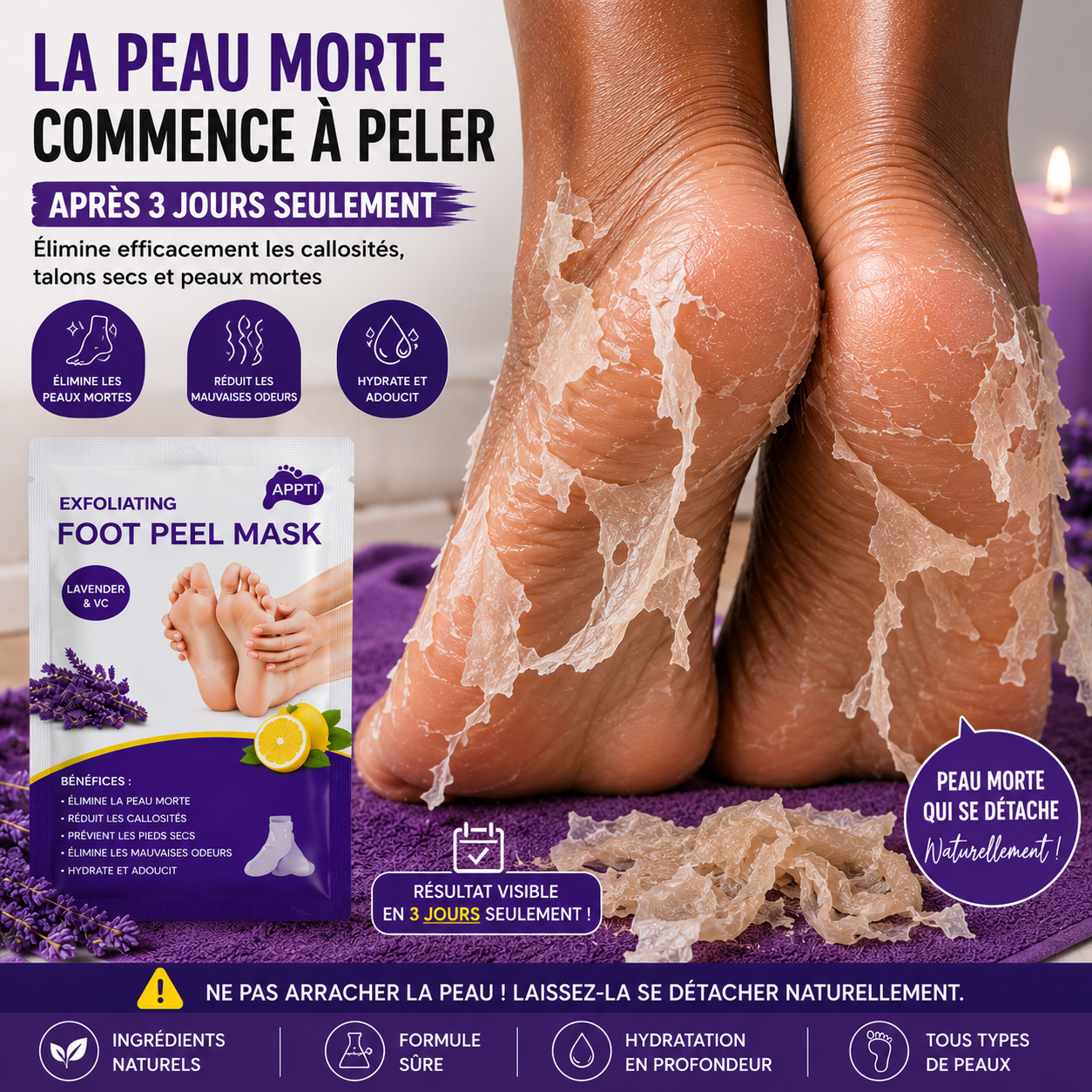🦶 Masque Exfoliant Pour Pieds – Pieds Doux & Lisses