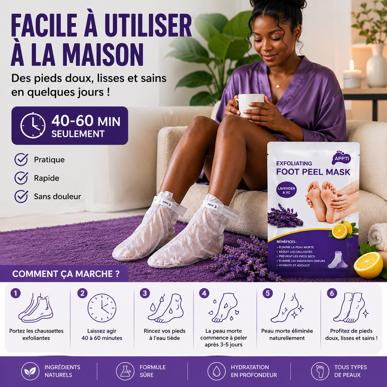 🦶 Masque Exfoliant Pour Pieds – Pieds Doux & Lisses