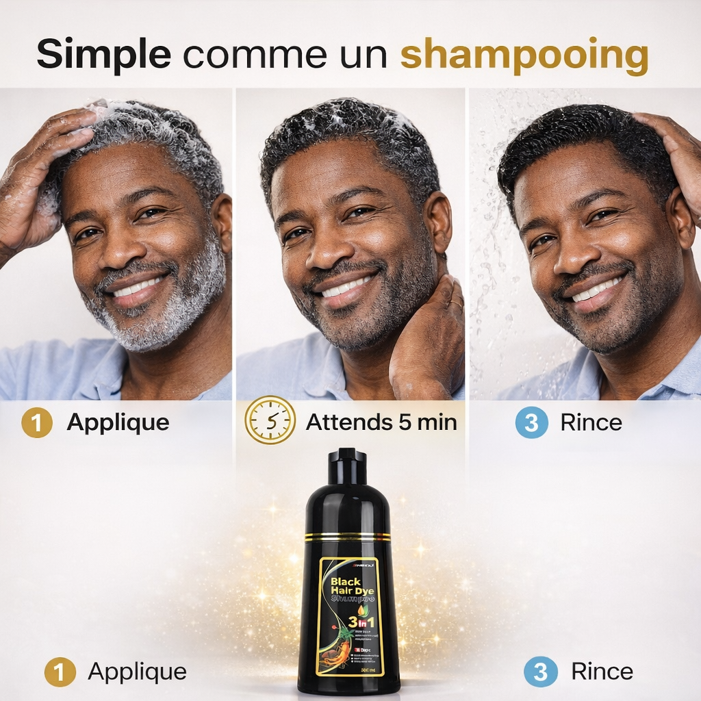 🖤 Shampooing Colorant Noir 3 en 1