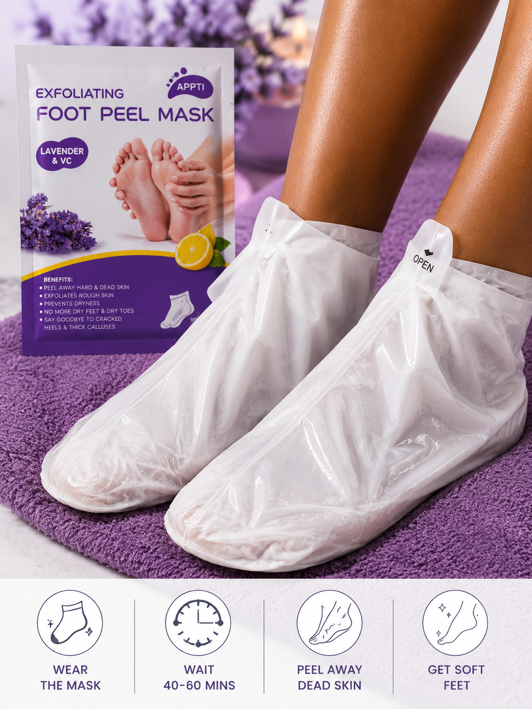 🦶 Masque Exfoliant Pour Pieds – Pieds Doux & Lisses