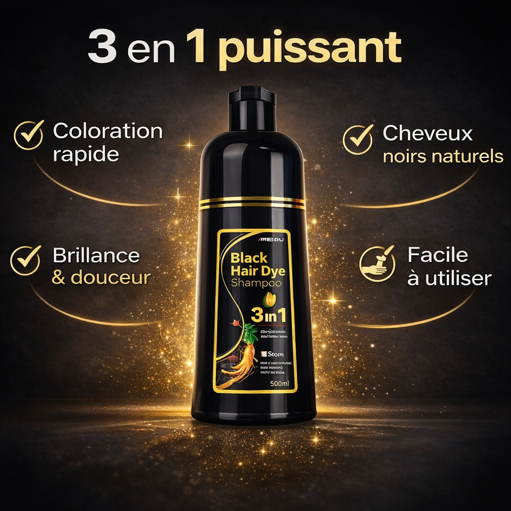 🖤 Shampooing Colorant Noir 3 en 1