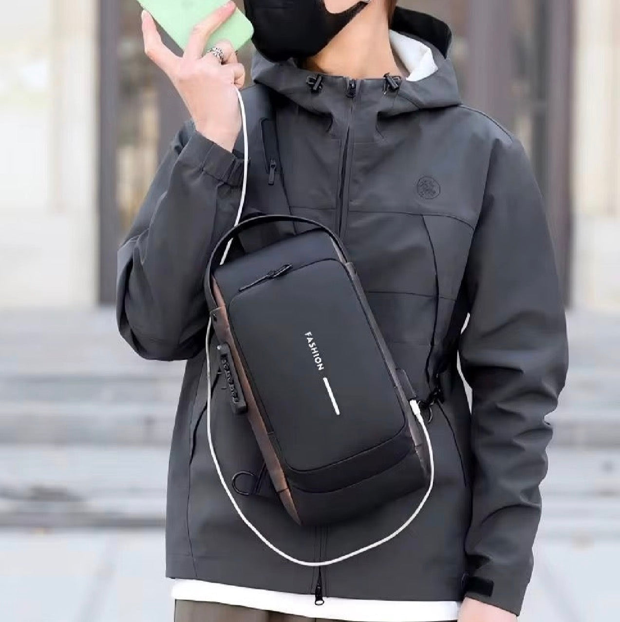 SAC BANDOULIÈRE ANTI-VOL AVEC PORT USB – IMPERMÉABLE