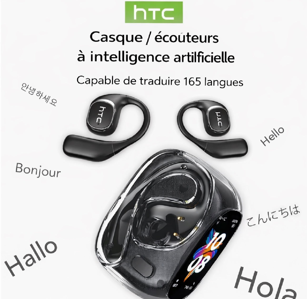 ÉCOUTEURS SANS FIL HTC NE11 AI Traduction Instantanée en 165 Langues