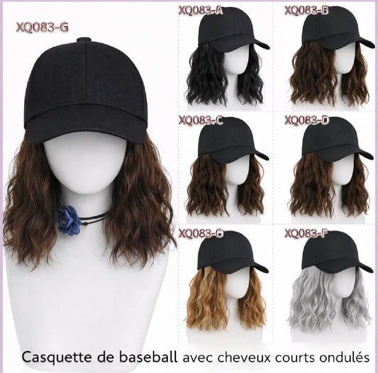 Casquette Perruque Femme – Cheveux Courts Bouclés Effet Naturel